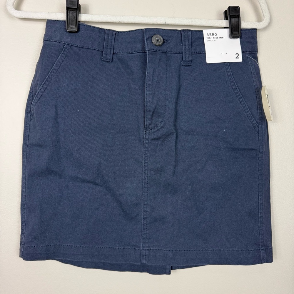 Aeropostale High Rise Mini Skirt Womens 2 Blue Y2K Academia School Navy Casual